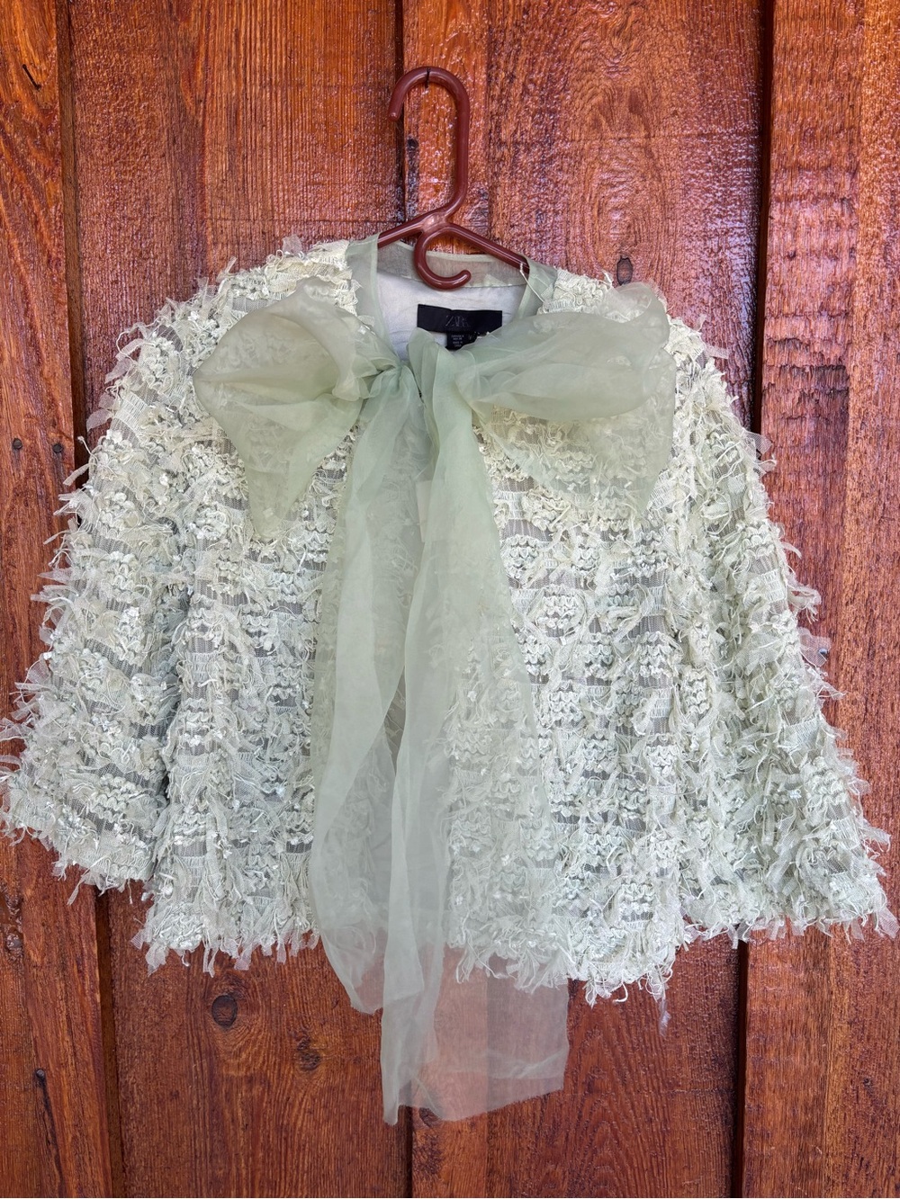 Zara NWT Soft Green Textured Jacket